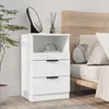 Image de vidaXL Table de chevet Blanc Bois dingénierie 811232