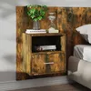 Image de vidaXL Table de chevet murale Chêne fumé 816964