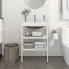 Image de Cadre De Lavabo De Salle De Bain Vasque À Encastrer Blanc Fer Vidaxl