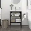 Image de Cadre De Lavabo De Salle De Bain Vasque À Encastrer Noir Fer Vidaxl