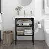 Image de vidaXL Cadre de lavabo de salle de bain vasque à encastrer Noir Fer 3101377