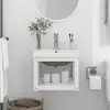 Image de Cadre De Lavabo De Salle De Bain Vasque À Encastrer Blanc Fer Vidaxl