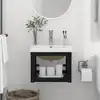Image de Cadre De Lavabo De Salle De Bain Vasque À Encastrer Noir Fer Vidaxl