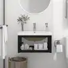 Image de Cadre De Lavabo De Salle De Bain Vasque À Encastrer Noir Fer Vidaxl