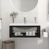 Image de Cadre De Lavabo De Salle De Bain Vasque À Encastrer Noir Fer Vidaxl