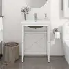 Image de Cadre De Lavabo De Salle De Bain Vasque À Encastrer Blanc Fer Vidaxl