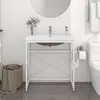 Image de Cadre De Lavabo De Salle De Bain Vasque À Encastrer Blanc Fer Vidaxl