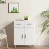 Image de Buffet Blanc Brillant 69,5x34x89 Cm Bois D'ingénierie Vidaxl