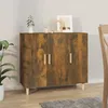 Image de Buffet Bas - Chêne Fumé - 90x34x80 cm - 3 Portes - Bois dIngénierie - Style Classique