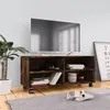 Image de vidaXL Meuble TV sur roulettes Chêne fumé 90x35x35cm Bois dingénierie 815258