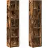 Image de Armoires À Cd 2 Pcs Chêne Fumé 21x16x93,5 Cm Bois D'ingénierie Vidaxl