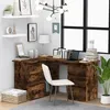 Image de 815441 vidaXL Bureau dangle Chêne fumé 145x100x76 cm Bois dingénierie