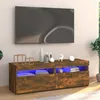 Image de vidaXL Meuble TV avec lumières LED chêne fumé 120x35x40 cm 815672