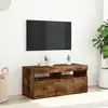 Image de Meuble Tv Avec Lumières Led Chêne Fumé 90x35x40 Cm Vidaxl