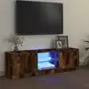 Image de Meuble Tv Avec Lumières Led Chêne Fumé 120x30x36 Cm Vidaxl