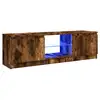 Image de Vidaxl meuble tv avec lumières led chêne fumé 120x30x36 cm