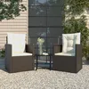 Image de vidaXL Mobilier dextérieur 3 pcs avec coussins Résine tressée Noir 319192