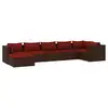 Image de Vidaxl salon de jardin 7 pcs avec coussins résine tressée marron