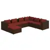Image de Vidaxl salon de jardin 7 pcs avec coussins résine tressée marron