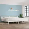 Image de Cadre De Lit Sans Matelas Blanc Bois Massif 200x200 Cm Vidaxl