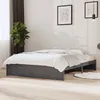 Image de Cadre De Lit Sans Matelas Gris Bois Massif 140x200 Cm Vidaxl