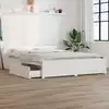 Image de Cadre De Lit Sans Matelas Avec Tiroirs Blanc 140x200 Cm Vidaxl
