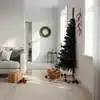Image de Demi Sapin De Noël Artificiel Avec Support Noir 180 Cm Pvc Vidaxl