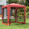 Image de Tente De Fête Avec 4 Parois Latérales En Maille Rouge 2x2m Pehd Vidaxl