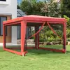 Image de Tente De Fête Avec 4 Parois Latérales En Maille Rouge 3x4m Pehd Vidaxl