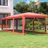 Image de Tente De Fête Avec 8 Parois Latérales En Maille Rouge 3x9m Pehd Vidaxl