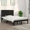 Image de Cadre De Lit Sans Matelas Noir 140x190 Cm Bois Massif Vidaxl