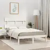 Image de Cadre De Lit Sans Matelas Blanc 120x200 Cm Bois Massif Vidaxl