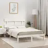 Image de Cadre De Lit Sans Matelas Blanc 200x200 Cm Bois Massif Vidaxl