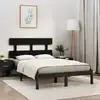 Image de Cadre De Lit Sans Matelas Noir 200x200 Cm Bois Massif Vidaxl