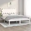Image de Cadre De Lit Sans Matelas Blanc 140x190 Cm Bois Massif Vidaxl