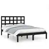 Image de Cadre De Lit Sans Matelas Noir 140x190 Cm Bois Massif Vidaxl