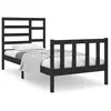 Image de Cadre De Lit Sans Matelas Noir Bois Massif 75x190 Cm Vidaxl