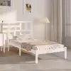 Image de Cadre De Lit Sans Matelas Blanc Bois Massif 100x200 Cm Vidaxl