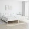 Image de Cadre De Lit Sans Matelas Blanc Bois Massif 160x200 Cm Vidaxl