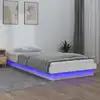 Image de Cadre De Lit À Led Sans Matelas Blanc Bois Massif Vidaxl