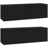 Image de Vidaxl meubles tv muraux 2 pcs noir 100x30x30 cm bois d'ingénierie