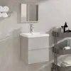 Image de Armoire De Bain Avec Miroir Gris Béton Bois D'ingénierie Vidaxl