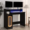 Image de vidaXL Bureau avec lumières LED noir 97x45x90 cm bois dingénierie bureau dordinateur bureau sur pied bureau avec 805553