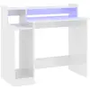 Image de Vidaxl bureau lumières led blanc brillant 97x45x90cm bois d'ingénierie