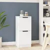 Image de vidaXL Table de chevet Blanc 30x30x70 cm Bois d’ingénierie Style moderne Meuble de rangement pour chambre avec porte 811169