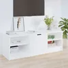 Image de Meuble TV - Blanc - 102x355x365 cm - Bois dingénierie - Style classique - Montage facile