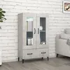 Image de Buffet - Gris Béton - 70x31x115 cm - Bois dingénierie - 2 portes - Style contemporain