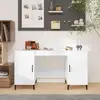 Image de Bureau Blanc Brillant 140x50x75 Cm Bois D'ingénierie Vidaxl