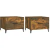 Image de Tables Basses Avec Pieds En Métal 2 Pcs Chêne Fumé 50x50x40 Cm Vidaxl