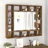 Image de Armoire À Miroir Avec Led Chêne Fumé 91x15x76,5 Cm Vidaxl